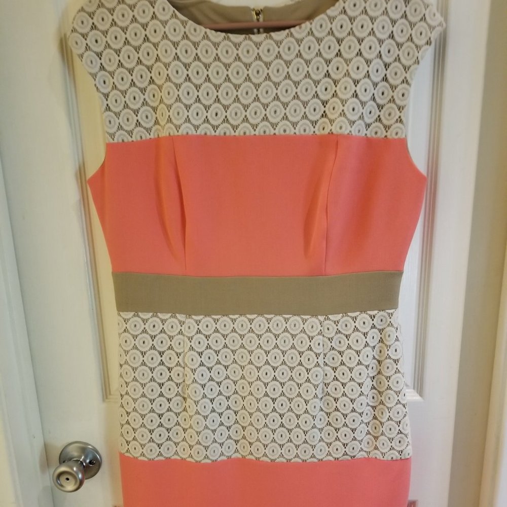 orange, beige and white summer dress